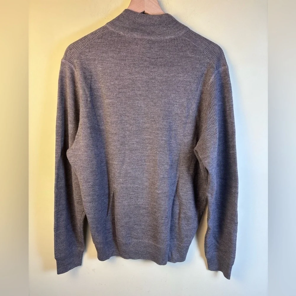 Jos. A. Bank Merino Wool 1/4 Button-Up Sweater Brown Size Medium